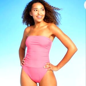 NEW Shade & Shore's Strapless Ruched One Piece Swimsuit